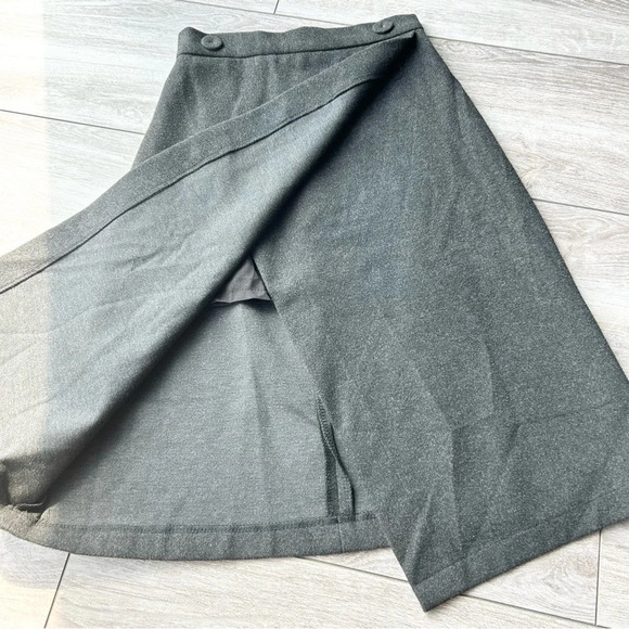 Beau Voyage Black  Faux Wrap A Line Midi Skirt - Picture 6 of 11